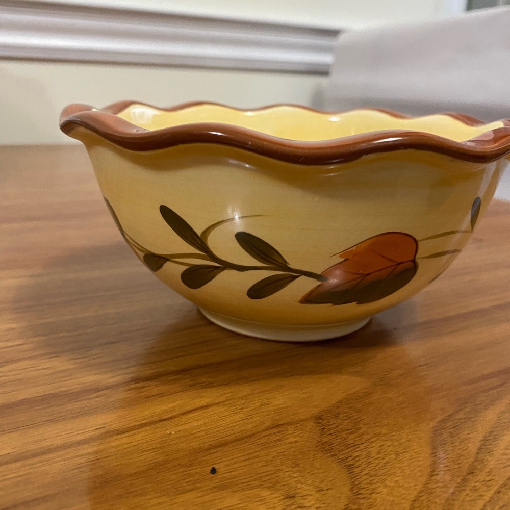 Decorative Cream and Brown Bowl